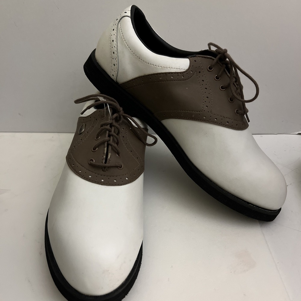 Arnold Palmer Professional Golf Shoes Metal Spikes White Taupe Size 13 AP7500